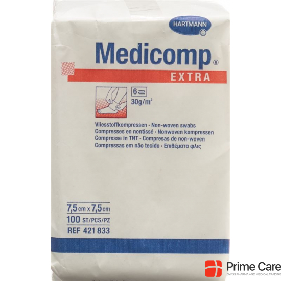Medicomp Extra Vlieskompressen 7.5x7.5cm Nicht Steril 100 Stück buy online