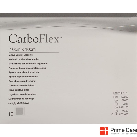 Carboflex Aktivkohle Verband 10x10cm Steril 10 Stück buy online