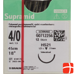 Supramid 45cm Hs 21 4-0 Schwarz 12 Stück