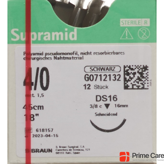 Supramid 45cm Dose 16 4-0 Schwarz 12 Stück buy online