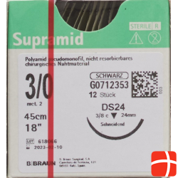 Supramid 45cm Dose 24 3-0 Schwarz 12 Stück