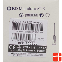 BD Microlance 3 Injektionskanülen 0.7mm x 30mm Schwarz 100 Stück