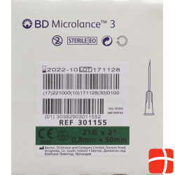 BD Microlance 3 Injektionskanülen 0.8mm x 50mm Grün 100 Stück