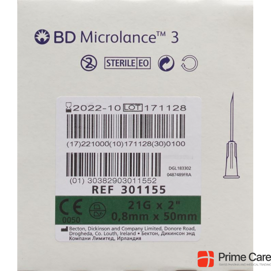 BD Microlance 3 Injektionskanülen 0.8mm x 50mm Grün 100 Stück buy online