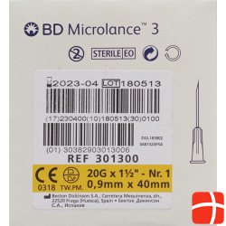 BD Microlance 3 Injektionskanülen 0.9mm x 40mm Gelb 100 Stück