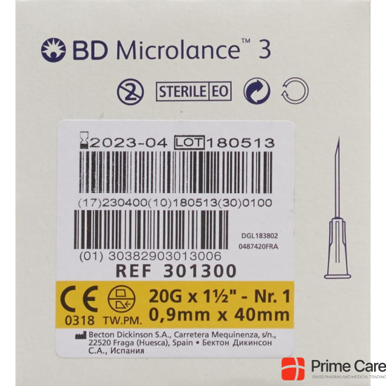 BD Microlance 3 Injektionskanülen 0.9mm x 40mm Gelb 100 Stück buy online