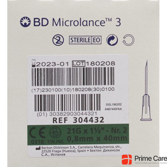 BD Microlance 3 Injektionskanüle 0.80x40mm Grün 100 X buy online