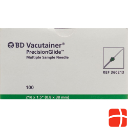 Vacutainer Kanüle 21g 0.8x38mm Grün 100 Stück