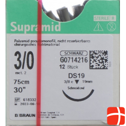 Supramid 75cm Dose 19 3-0 Schwarz 12 Stück