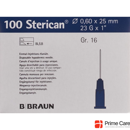 Sterican Nadel 23g 0.60x25mm Blau Luer 100 Stück buy online