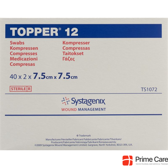Topper 12 Einmal-Kompressen 7.5x7.5cm Steril 40 Beutel à 2 Stück buy online