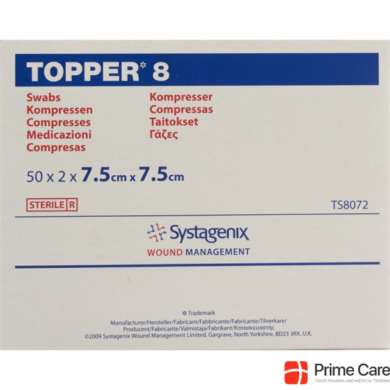 Topper 8 Einmal-Kompressen 7.5x7.5cm Steril 50 Beutel à 2 Stück buy online