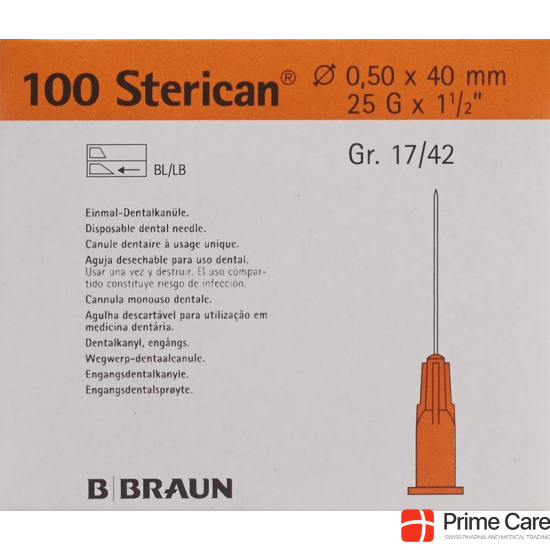 Sterican Nadel Dent 25g 0.5x40mm Orange 100 Stück buy online