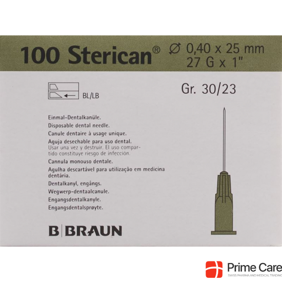 Sterican Nadel Dent 27g 0.4x25mm Grau 100 Stück buy online