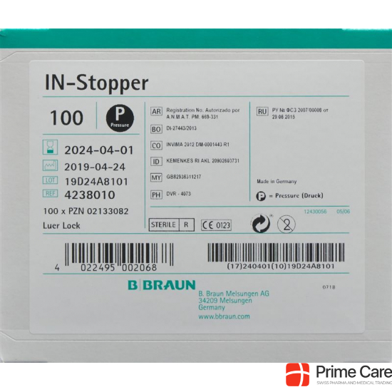 Braun Instopfen Luer Lock Gelb 100 Stück buy online