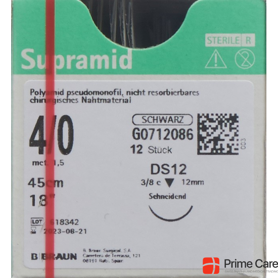 Supramid 45cm Dose 12 4-0 Schwarz 12 Stück buy online