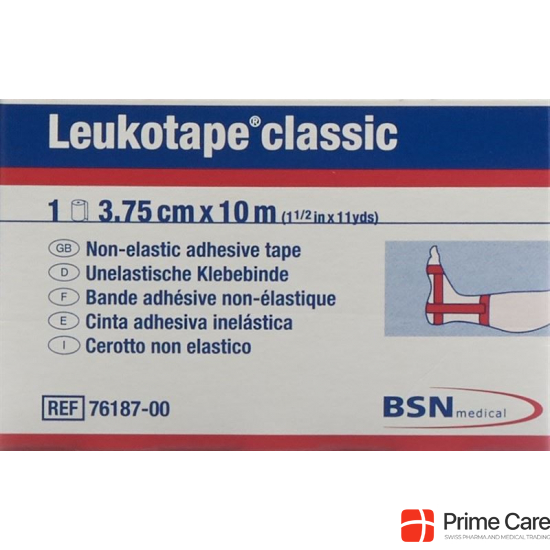 Leukotape Classic unelastische Klebebinde 10m x 3.75cm Rot buy online