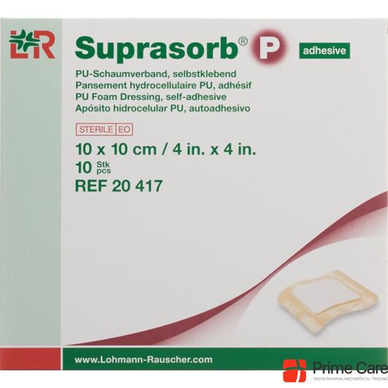 Suprasorb P Schaumverband 10x10cm Adhesive 10 Stück buy online