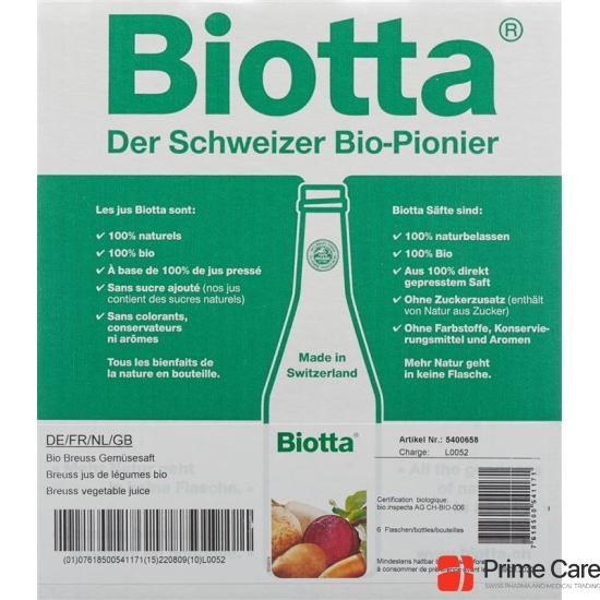 Biotta Breuss Bio Fl 6 5 dl