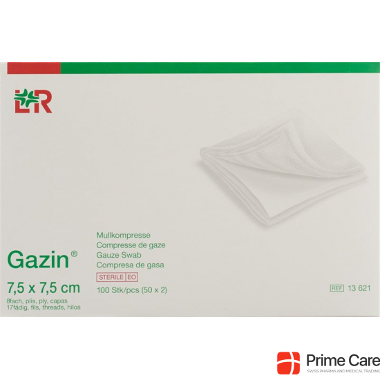 Gazin Faltkompressen 7.5x7.5cm 8-fach Steril 50x 2 Stück buy online
