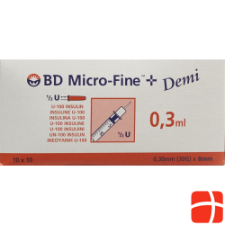 BD Microfine+ Demi U100 Insulin Spritzen 0.30mm x 8mm 100x 0.3ml