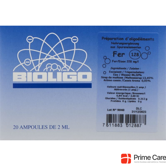 Bioligo Fer Lösung 20 Ampullen 2ml buy online