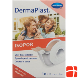 Dermaplast Isopor Fixierpflaster 10mx1.25cm Hautfarbig mit Dispenser