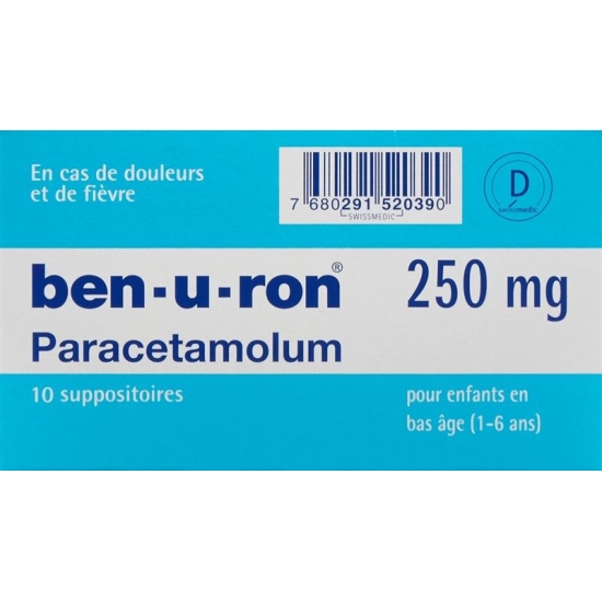 Ben-u-ron Supp 250 mg Child 10 pcs