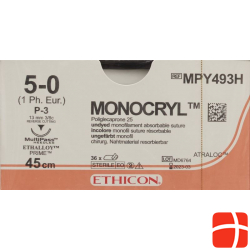 Monocryl 45cm Ungefaerbt 5-0 P-3 Multip 36 Stück