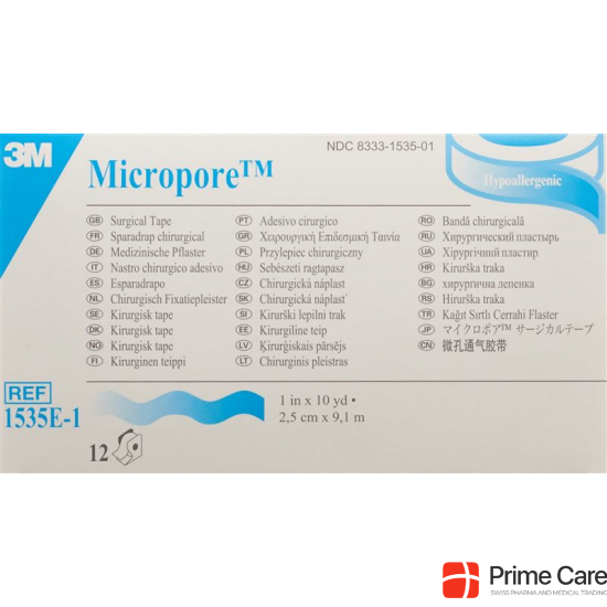 3M Micropore Vlies Heftpflaster mit Dispenser 25mm x 9.14m weiss 12 Stück buy online