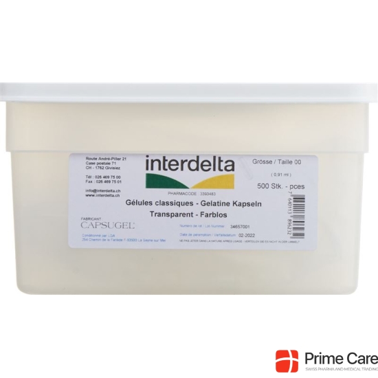 Gelatine Kapseln 00 Transparent Interdelta 500 Stück buy online