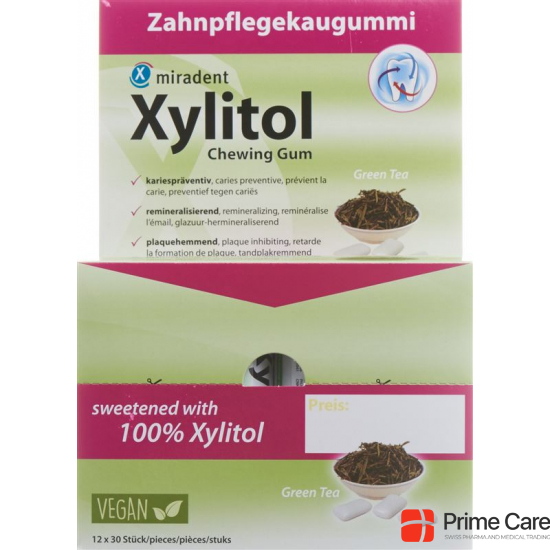 Miradent Xylitol Zahnpflege Kaugummi Gr Tee 12x 30 Stück buy online