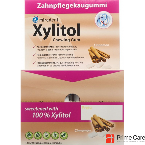 Miradent Xylitol Zahnpflege Kaugummi Zimt 12x 30 Stück buy online