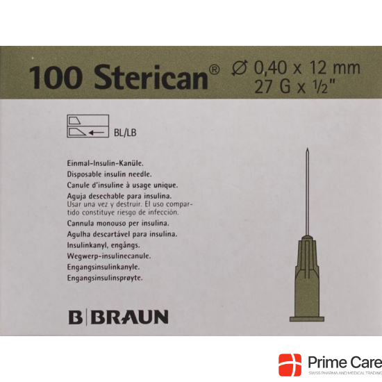 Sterican Nadel 27g 0.40x12mm Grau Luer 100 Stück buy online