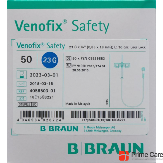 Venofix Safety 23g 0.65x19mm Blau Schl30cm 50 Stück buy online