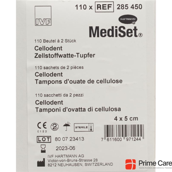 Mediset Cellodent Tupfer 4x5cm Steril 110 Beutel 2 Stück buy online