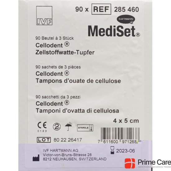 Mediset Cellodent Tupfer 4x5cm Steril 90 Beutel 3 Stück buy online