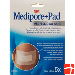 3M Medipore + Pad 10x10cm / Wundkissen 5x5.5cm 5 Stück