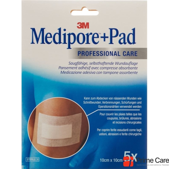 3M Medipore + Pad 10x10cm / Wundkissen 5x5.5cm 5 Stück buy online