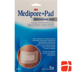 3M Medipore + Pad 10x15cm / Wundkissen 5x10.5cm 5 Stück