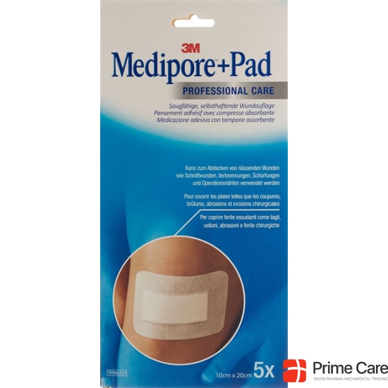 3M Medipore + Pad 10x20cm / Wundkissen 5x15.5cm 5 Stück buy online