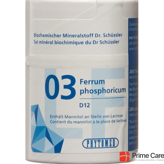 Phytomed Schüssler Nr. 3 Tabletten D 12 Lactosefrei 200 Stück buy online