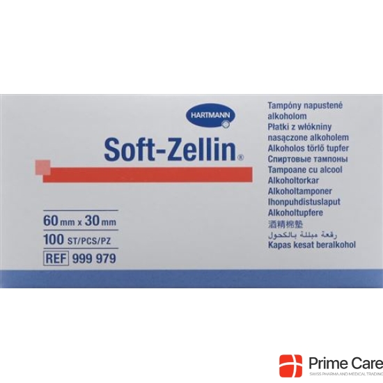 Soft Zellin Alkoholtupfer 60x30mm Steril 100 Stück buy online