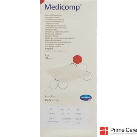Medicomp Vlieskompressen 5x5cm 4-fach 30g/m2 75x 5 Stück buy online