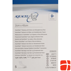 Aquacel Ag Hydrofiber Silber Tamponade 2x45cm 5 Stück