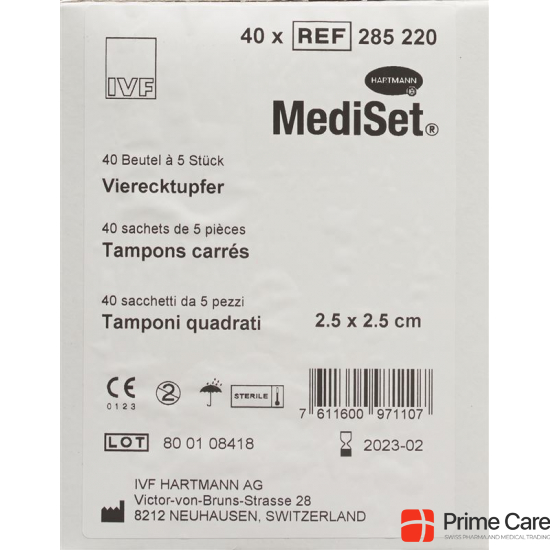 Mediset IVF Vierecktupfer 2.5x2.5cm 40 Beutel 5 Stück buy online