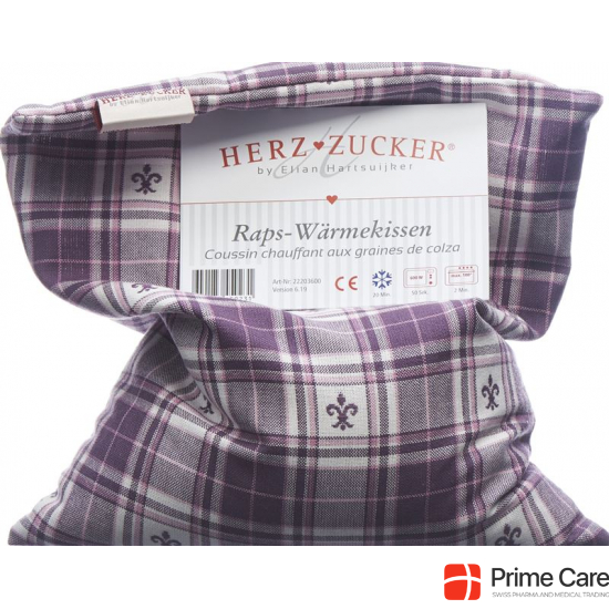 Herzzucker rapeseed warming pillow 26x21cm checked purple buy online