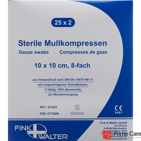 Fiwa Mullkompress 10x10cm Steril 8fa 17faed 25x 2 Stück buy online