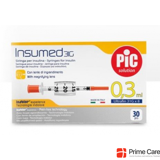 Pic Insumed Spritze Insulin 0.3ml Lu Nadel 30 Stück buy online