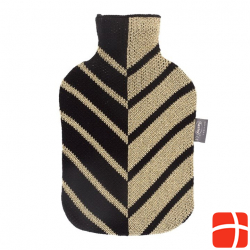Fashy hot water bottle 2L knitted cover black/gold Ges